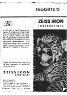 Zeiss Ikon Ikoblitz manual. Camera Instructions.